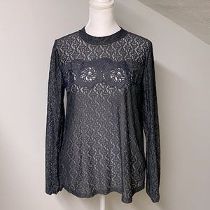THE LOFT Gray Lace Top